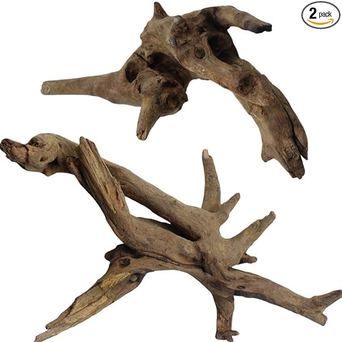 Driftwood for Aquarium Decor, Fish Tank Decor, 2 Pcs Reptile Branches, Drift Wood for Fishtank, Aquarium Hardscape, Betta Fish Decor, Reptiles Driftwood Branch (Driftwood 7.8-11.8 Inch (Pack of 2))