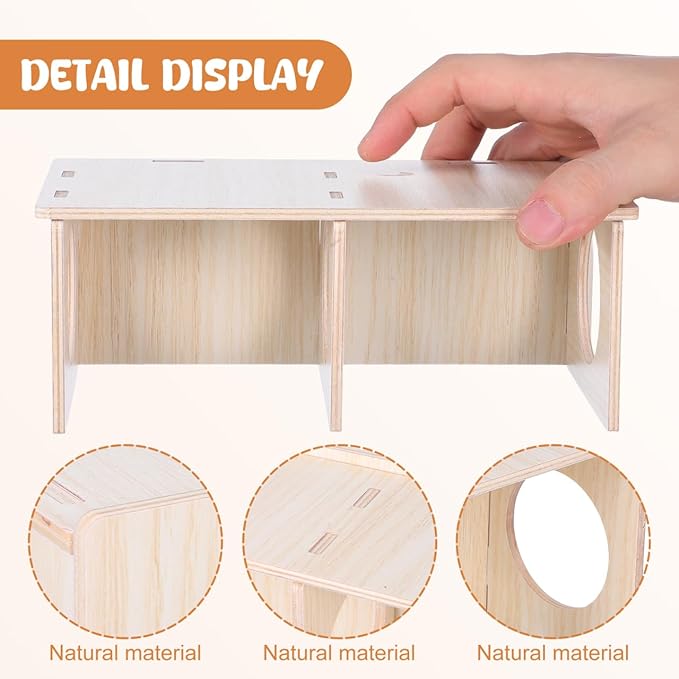 Gadpiparty Hamster Houses and Hideouts, Multi Chamber Hamster Hideout, with Two Rooms, Wood Cabin and for Guinea Pigs, Mice, Rats, and Small Pets - Toy for Play and Rest