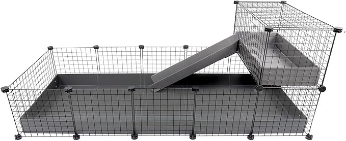 GuineaDad Piggy Condo – Premium C&C Cage with Balcony & Ramp for Guinea Pigs & Small Animals with Coroplast Base | Acrylic and C&C Grids for Small Pets (C&C Grids, XL (29" x 73.5" x 28.5"))