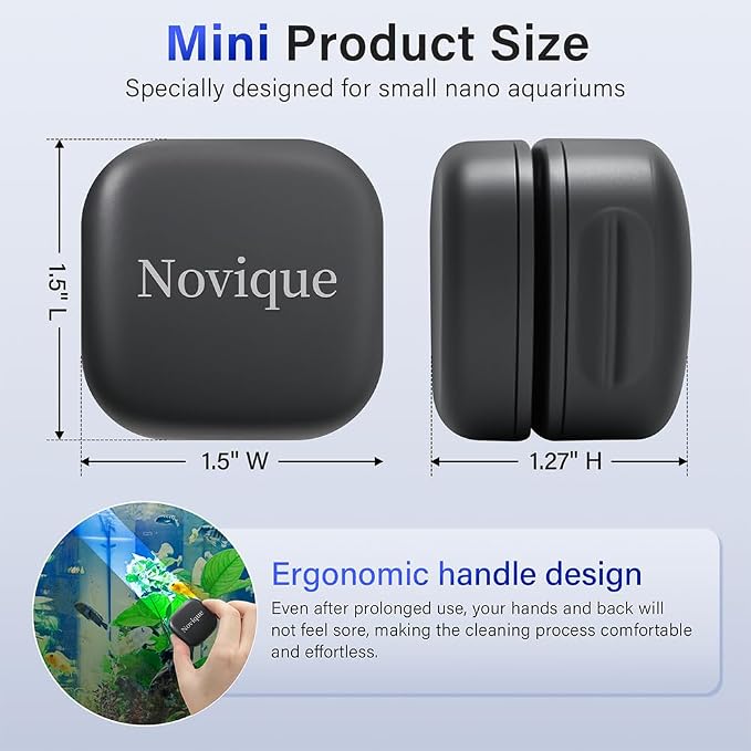 Mini Aquarium Glass Magnetic Cleaner Brush Small Fish Tank Magnetic Scrubber Suitable for Glass Aquariums with A Thickness of No More Than 8mm (5/16 Inches)
