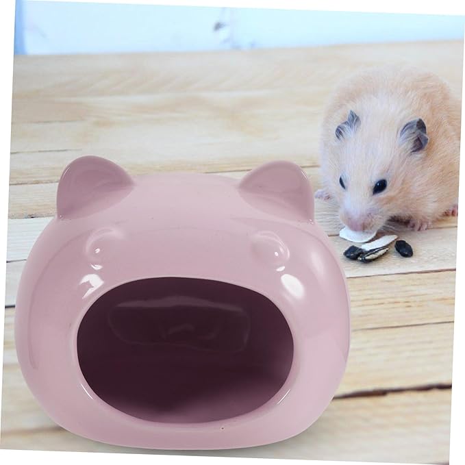 Ceramic Small Pet Hideout Cozy House Bed for Hamsters Gerbils Guinea Pigs Hedgehogs Small Animals Comfortable Shelter and Decorative Cage Accessory