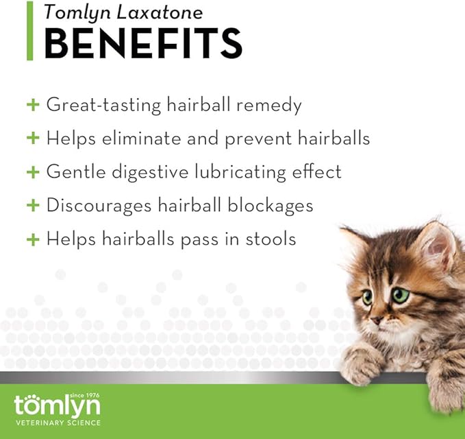 TOMLYN Laxatone Catnip Flavored Hairball Remedy Gel for Cats and Kittens, Hairball Gel for Cats to Help Prevent Hairballs and Promote Healthy Digestion, 4.25oz - 2 Pack