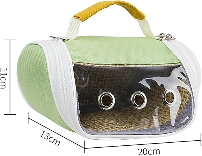 Bird Travel Cage Carrier with Clear Window – Lightweight Foldable Parrot Backpack, Breathable Portable Small Bird Travel Bag with Side Pockets and Perch(Green)