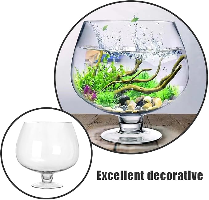 BESPORTBLE Glass Fish Bowl Vase - Clear Bubble Planter Terrarium Fish Bowl Wine Goblet Shaped Vase Transparent Hydroponic Bulb Floral Container