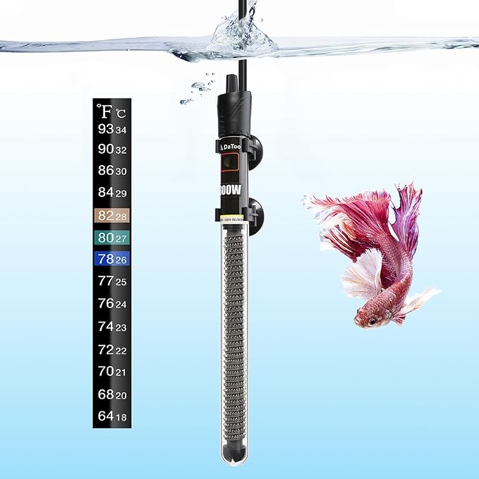 DaToo Mini Aquarium Heater 300W Small Fish Tank Heater 300 Watt with Free Thermometer Sticker(300W)