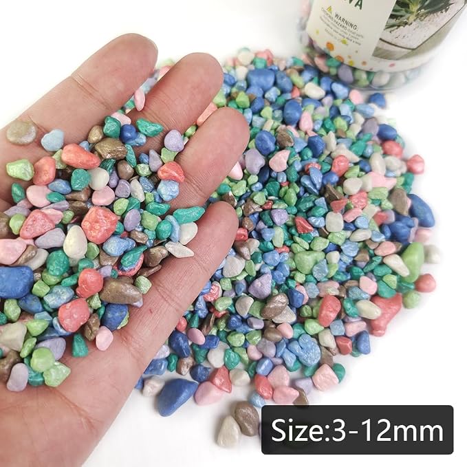 0.88 LB Colored Pea Gravel,Succulent Cactus Topper Dressing Pebbles,3-5mm | Indoor Plants,Fairy Garden Terrarium,Polished Mini Stones for Aquarium Fish Tank,Vase Filler,Resin Arts Crafts