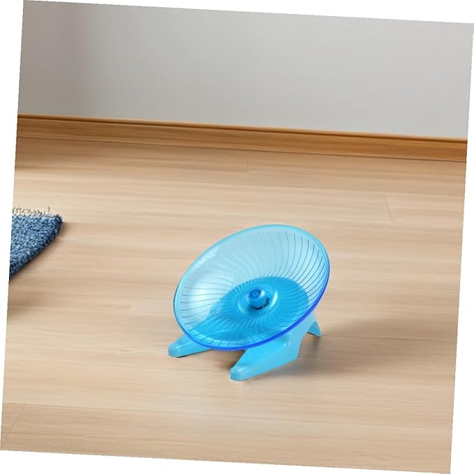 DOITOOL Silent Hamster Exercise Wheel with Stand, Blue Plastic Flying Saucer Spinner for Small Pets, Quiet Running for Gerbils, Mice, and Hedgehogs Suitable for Cage Use