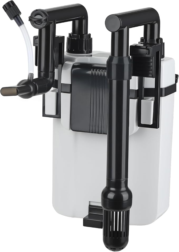 hygger Small Aquarium Hang On Back Canister Filter, Adjustable Flow Quiet Fish Tank Filter with Oil Skimmer,3 Outlet Nozzles,Filter Sponges & Ceramic Balls(6W,≤5.5 Gallon)