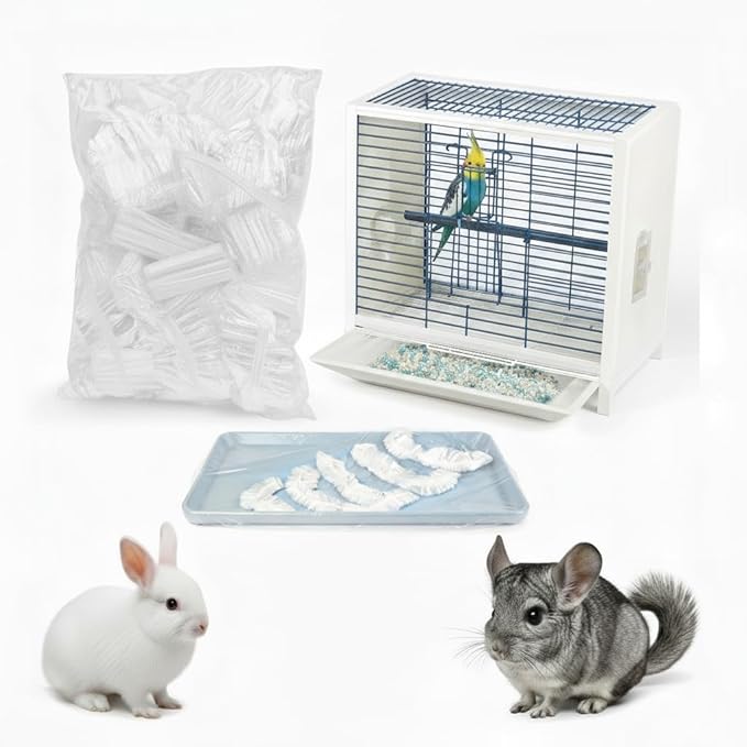 Universal Bird Cage Liners - 23X19 Inch Disposable Leak-Proof Elastic Edge Pet Cage Waste Bags for Most Bird Cages - 100 Pcs