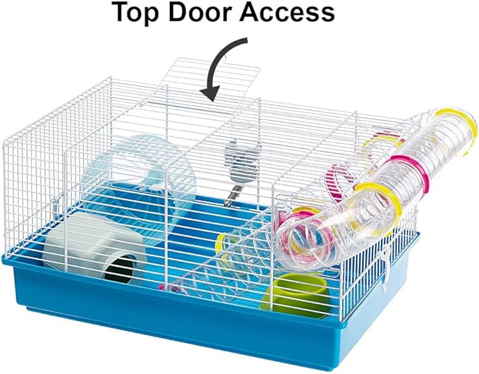 Ferplast Paula Small Hamster Cage | Fun & Interactive Cage Measures Measures 18.11L x 11.61W x 9.6H & Includes All Accessories