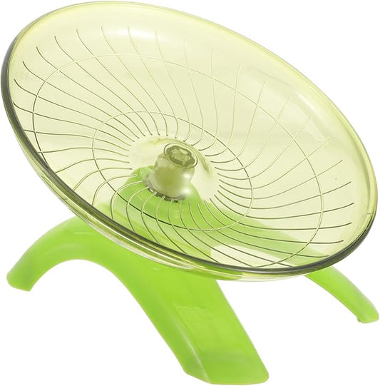 POPETPOP Silent Hamster Running Wheel 7.08-Inch Green Flying Saucer Exercise Wheel for Small Pets Including Hamsters Gerbils Hedgehogs Low Noise Plastic Toy