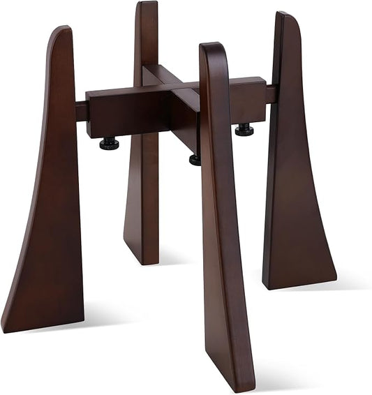 Elevated Bowl Stand 12-inch with Heavy Duty Beech Wood Made, Anti-Vomit Design for Medium Breed, Senior Dogs, Ergonomic Neck Protecting, Adjustable Diameter, Easy Clean Non Toxic