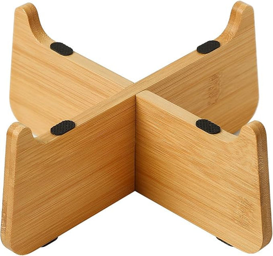 Elevated Cat Bowl Stand - Bamboo Base for Cat Dish - Non-Slip Pet Feeding Holder - Anti-Vomit & Stress-Free - Bowl Not Included