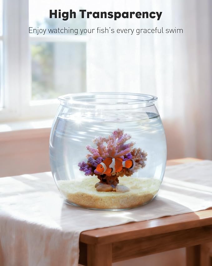 Pawfly 1 Gallon Small Plastic Fish Bowl, Unbreakable Small Fishbowl Desktop Aquarium, Clear Round Plastic Fish Tank for Small Fish, Shatterproof Betta Fish Tank Goldfish Bowl, Decorative Globe Vase
