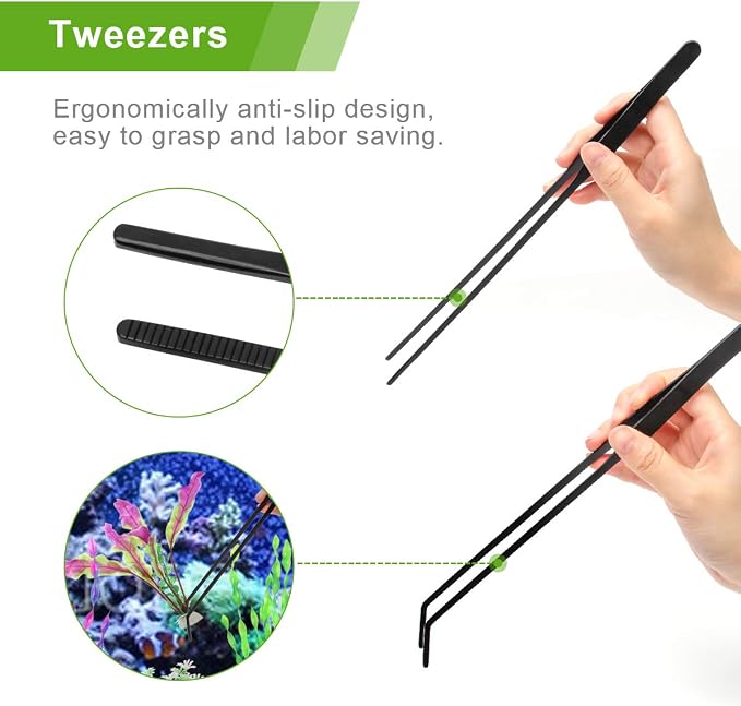Catcan 4 in 1 Quarium Aquascape Tools Kits, Fish Tank Plant Tools Tweezers | Anti-Rust Stainless Steel, Aquatic Plant Aquascaping Tweezers, Scissors, Spatula for Aquarium Tank Cleaning