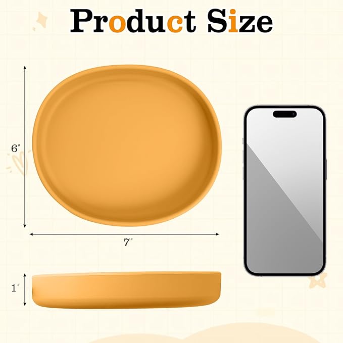 BNOSDM Silicone Dog Food Plate Shallow Dog Bowl Flat Cat Dish 1 Pack Small Puppy Plates for Small Dogs and Cats Whisker Fatigue Pet Feeding Bowls for Dry and Wet Food (Yellow)