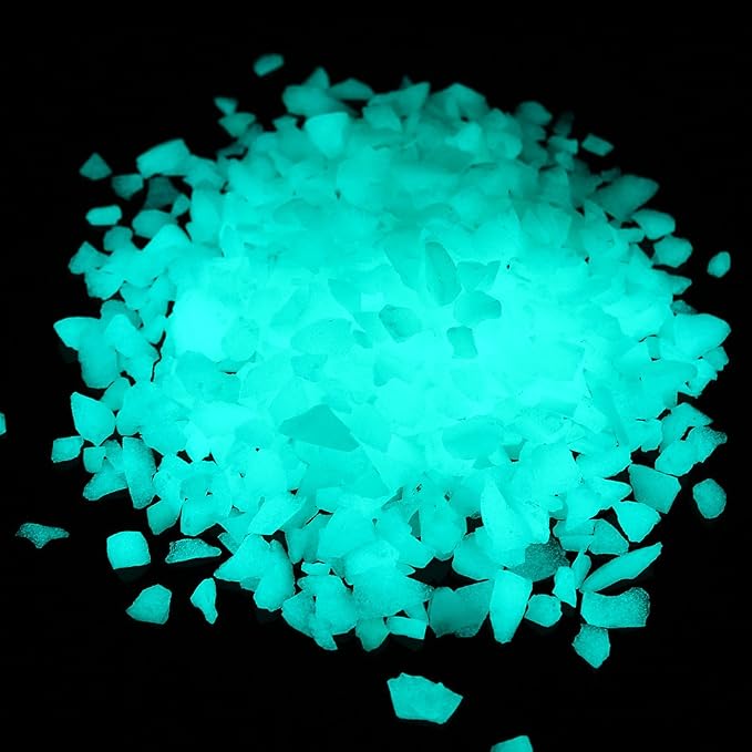Shiny Stone Glow in The Dark Aquarium Gravel Sand, Blue Green, 5-8mm | Neon, 305g/0.67lbs, Decorative Rocks for Fish Tank, Fairy Garden, Home Decor