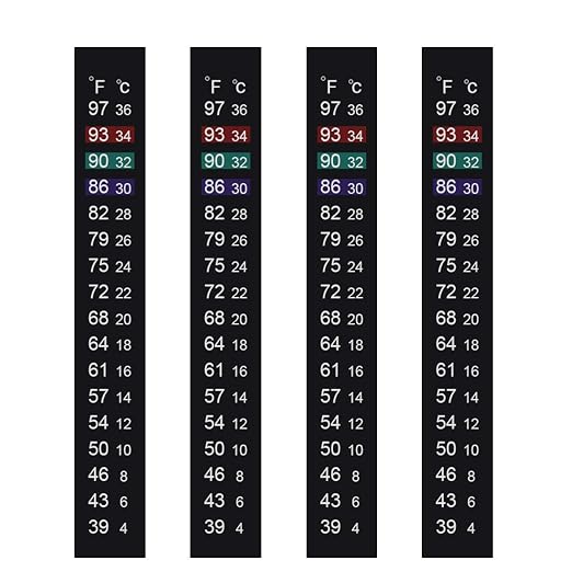 Aquarium Thermometer Strips, Fish Tank Thermometer Sticker 4 PCS | Adhesive Kombucha Beer Brewing Temperature Strip, Terrarium Water Temperature Test for Fish Tank (39 to 97℉/4 to 36℃)