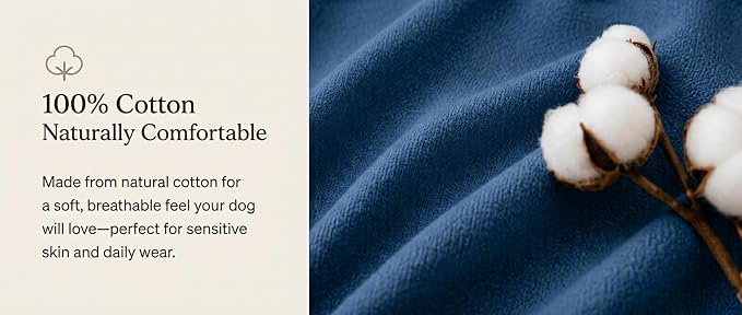 AetruffyPet 100% Cotton Dog Harness and Leash Set – Soft Breathable Vest for Small Dogs, Adjustable No-Choke Design, Lightweight Walking Set (XS/S/M) (Blue, M)