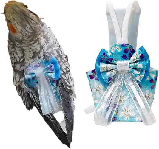 Bird Flight Suits Diapers, Parrot Flight Suits Diapers for Monk Parakeets, Cockatiels Flight Suits, Parrot Clothes, Bird Training Nappy Suit Liners Clothes (Large,Blue-C)