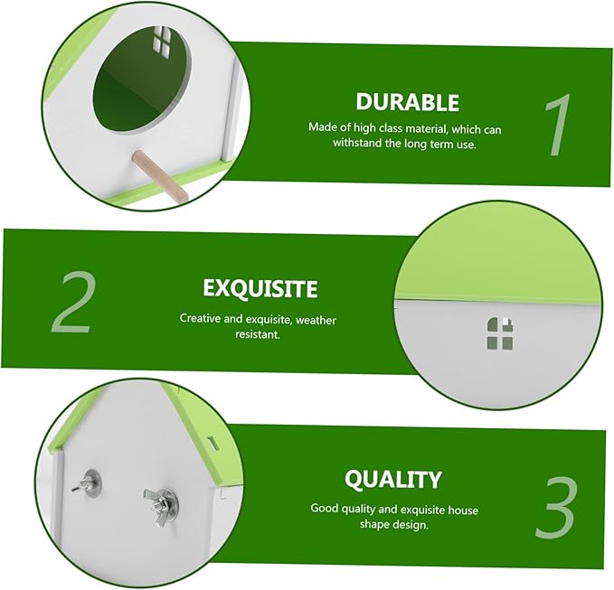 Pet Bird House for Parrots - Light Green Parrot Nest and Feeding House - Durable PVC Bird Feeder Cage for Garden Decor and Nesting