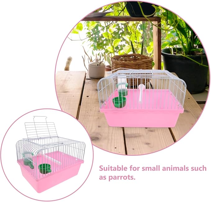 Toddmomy Portable Bird Travel Cage for Small Birds Parrots Lovebirds with Perch Food Box Water Dispenser 9.29X6.57X9.29 Inches