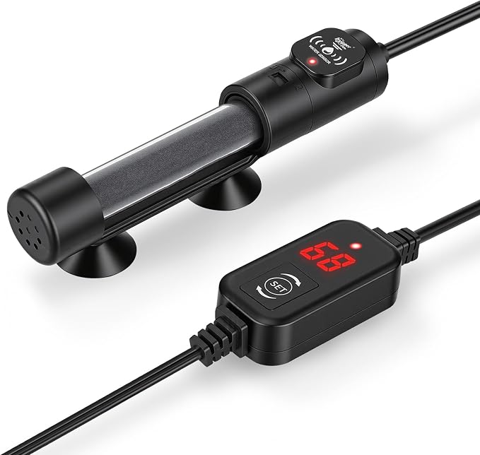 hygger Submersible Aquarium Heater, Small Adjustable Fish Tank Heater with 2 Suction Cups, Temperature Controller, Over-Temperature Off-Water Protection for Saltwater Freshwater (25W, 2-5 Gallon)