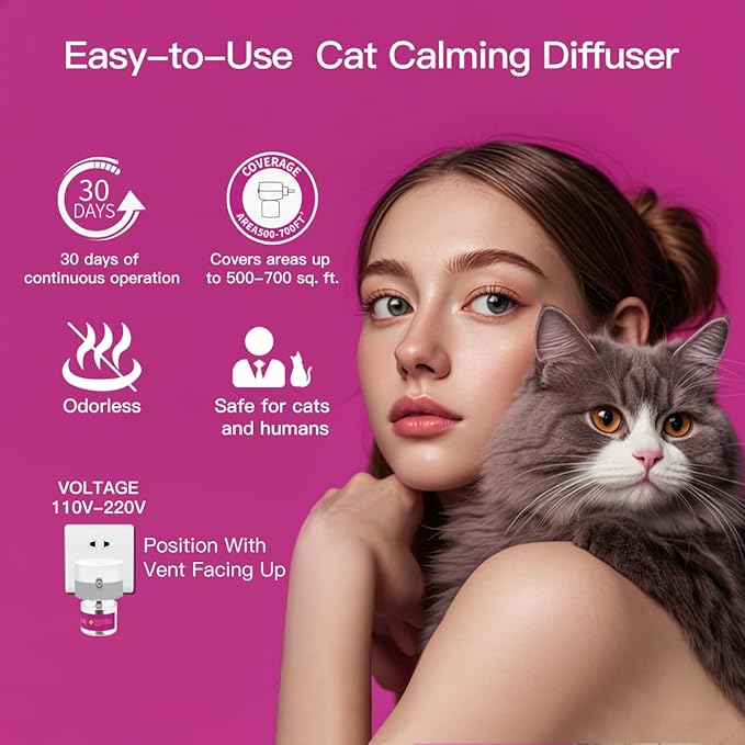 Cat Pheromones Calming Diffuser Premium Pheromone Diffuser for Cats - Cat Pheromones Diffuser - Cat Calming Diffuser - Cat Calming Pheromone Diffuser (Grey)