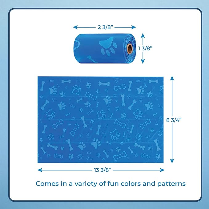Best Pet Supplies Dog Poop Bags for Waste Refuse Cleanup, Doggy Roll Replacements for Outdoor Puppy Walking and Travel, Leak Proof and Tear Resistant, Thick Plastic - Blue (Unscented), 150 Bags