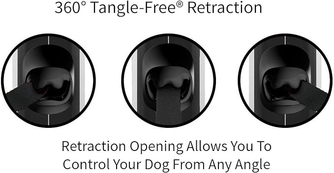 TUG XL 360° Tangle-Free Retractable Dog Leash with Anti-Slip Handle | 26 ft Strong Nylon Tape | One-Handed Brake, Pause, Lock (Extra Large, White)