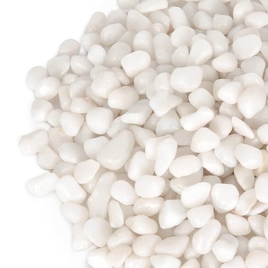 GASPRO 5 lb Highly Polished White Pebbles & Stones - 3/8" Small Decorative Rocks for Indoor Plants, Succulents, Vases, Terrariums & Home Decor