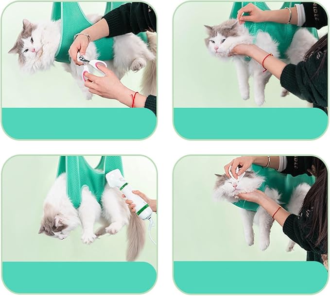 Cat Grooming Hammock Breathable Hanging Harness Restraint Holder Helper for Pet Nail Trimming Cutting Clipping Bathing Claw Care Small Dogs Chihuahua Poodle Puppy Benny Rabbit
