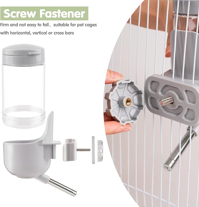 Depets Guinea Pig Water Bottle No Drip, 12 oz Small Animal Water Dispenser for Rabbit Hamster Rat Ferret Kitten, Top Refill Cage Water Bottle with Screw Fastener