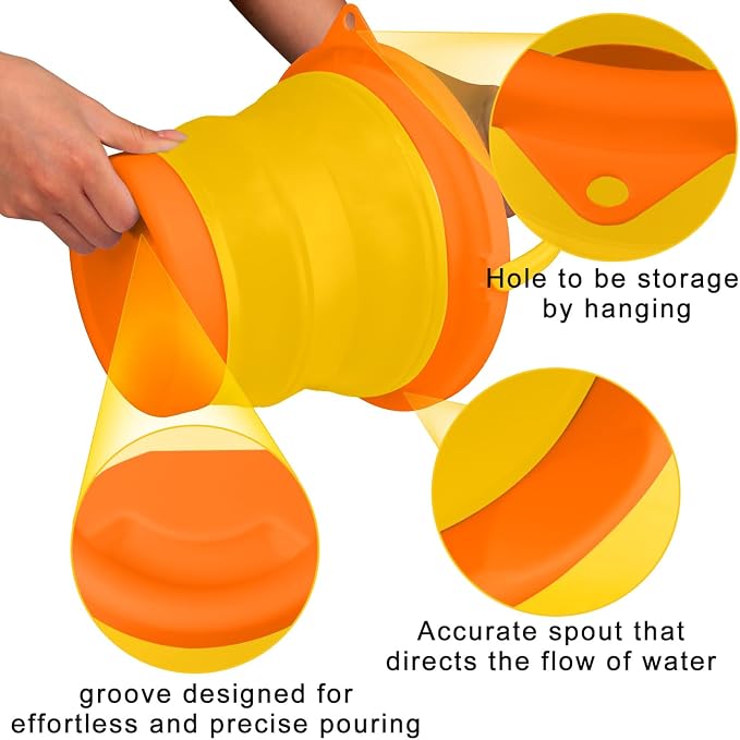 5L Collapsible Car Wash Bucket with Handle, Silicone Ice Bucket for Cleaning, Space Saving Foldable Basin Tub for Beach Sand Gardening Fishing Washing Household Use Storage RV Supplies