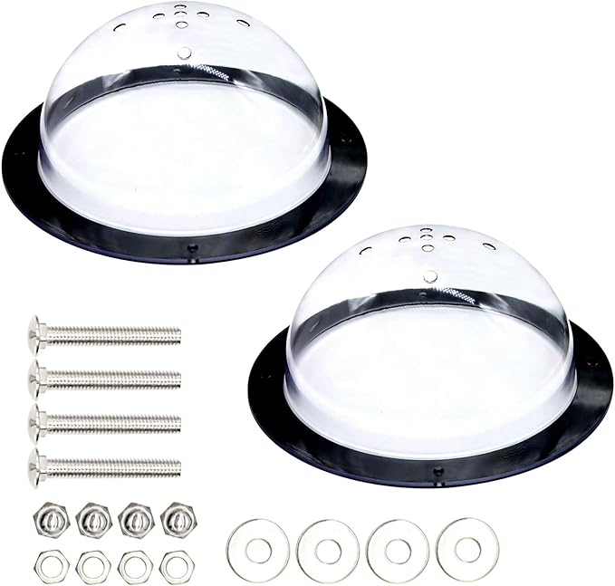 2-Pack 12.4" Acrylic Dog Fence Peek Window with Air Holes – Clear Dome Pet Viewing Panel for Dogs and Cats