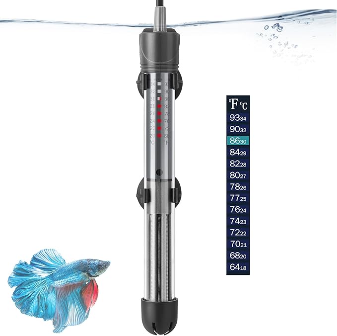 HITOP 100W Adjustable Aquarium Heater, Submersible Fish Tank Heater Thermostat with Suction Cups for 10-30Gal