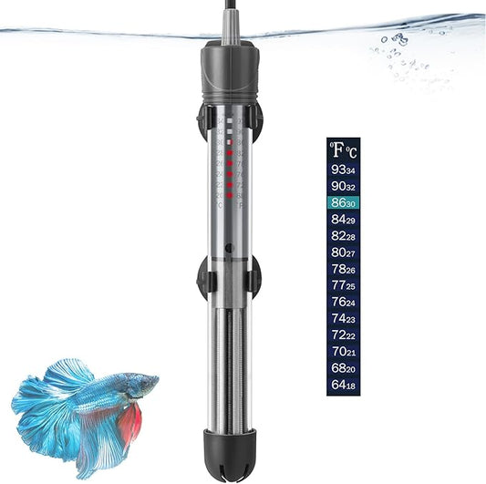 HITOP 100W Adjustable Aquarium Heater, Submersible Fish Tank Heater Thermostat with Suction Cups for 10-30Gal