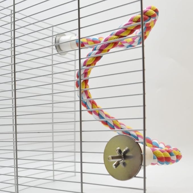 Bird Rope Perches, Colorful Cotton Parrot Toys Comfy Perch for Rope Bungee Bird Toy for Parakeets, Cockatiels, Conures, Lovebirds, Budgie (Small)