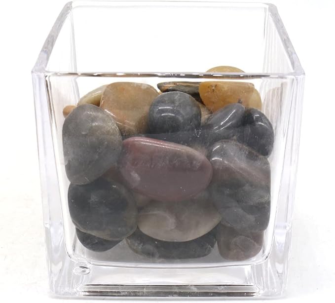 Mixed Color Polished Rocks for Plants, Decorative Pebbles, 1-2 Inch, 10 lb