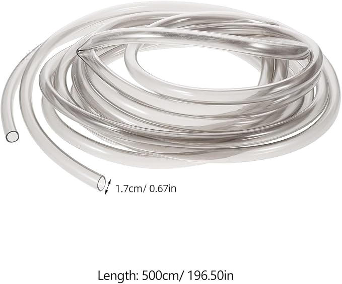 INOOMP Aquarium Siphon Hose Gravel Washer Vacuum 5m PVC Metal | Water Transfer Tube with Clamp, Freshwater and Saltwater Cleaning, Hose Replacement Kit for Turtle Tank
