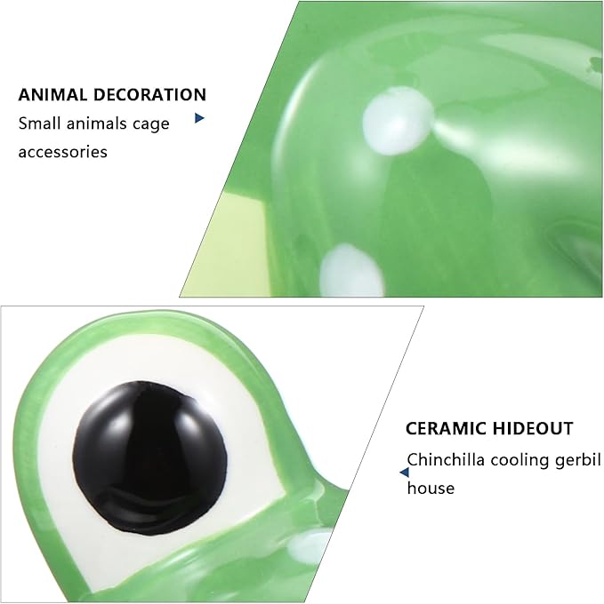 Hamster Hideout, Ceramic Hamster House, Frog Shape Chinchilla Cooling Gerbil House, Small Animal Decoration Cage Accessories
