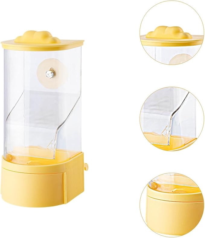 No Mess Bird Feeder Parrot Foraging Feeder Leakproof,Clear,Food Container,Cage Accessories for Parakeet Budgerigar Finch, Yellow