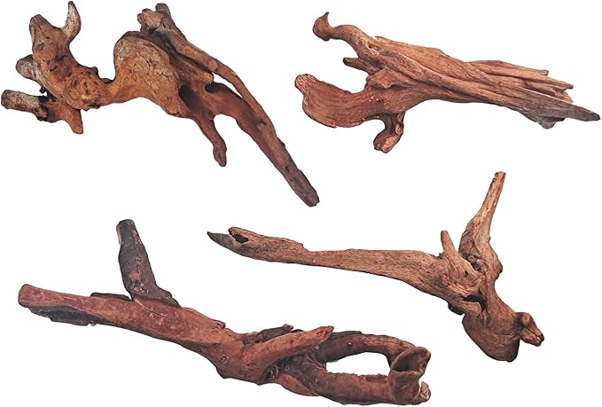 Natural Driftwood Decor for Aquarium Decorations Reptile Tank Accessories, Assorted Wood Branches Decorations on Reptile Fish Tank 2-10" 2 Pcs/4 Pcs/ 5 Pcs/ 6 Pcs (Pack of 4 (5. to 8 Inch))