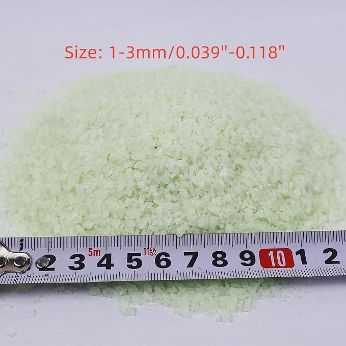 Glow in the Dark Gravel Stones,Aquarium Gravel,Aquarium Sand,Decorative Glow Gravel Rocks for Fairy Garden Fish Tank Succulents Pot Vase Filler Decor, 1 Pound (Yellow Green, 1-3mm)