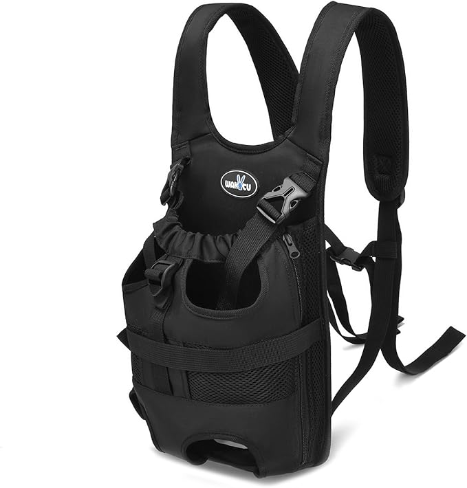 Wakytu Dog Front Carrier Backpacks for Small Dogs, Legs Out Pet Carrier Sling Backpack with Adjustable Padded Ventilated Shoulder Straps, Easy-Fit for Traveling Hiking Camping,Large