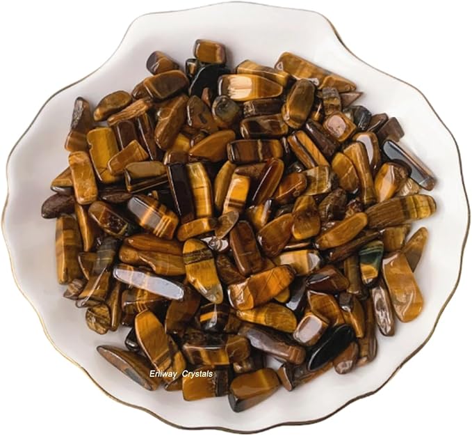 Erliway Tiger's Eye Crystal Chips Bulk for Vase Filler Craft, 0.5 lb 7-9 mm | Natural Crushed Crystal Stone for Spell Jar, Aquarium Gravel, Reiki Healing Meditation, Jewelry Making, Resin Art, Home Décor