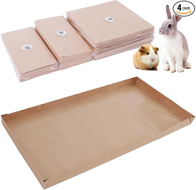 Disposable Guinea Pig Cage Liners, 48" x24 Large Liner Bag for Guinea Pig Cage Bottom, Water-Resistant Kraft Paper (4Pack)