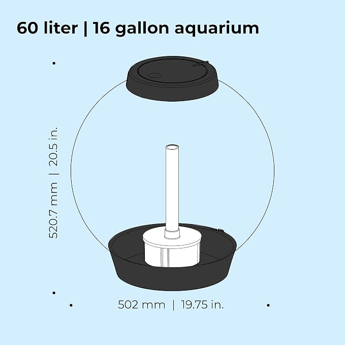 biOrb Classic 60 Acrylic 16-Gallon Aquarium with Multi-Color Remote-Controlled LED Lights Modern Tank for Tabletop Display, Black