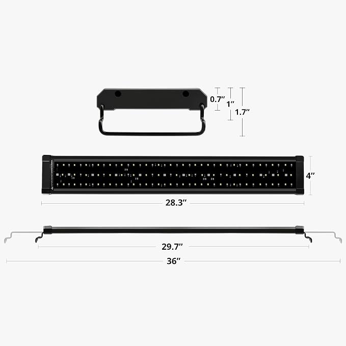 NICREW Saltwater Aquarium Light, Marine LED Fish Tank Light for Coral Reef Tanks, 2-Channel Timer Included, 30 to 36-Inch, 32-Watt | Balanced Blue and Full Spectrum for Soft/LPS Corals, Day + Night Cycle with Sunrise/Sunset Simulation, Extendable Brackets