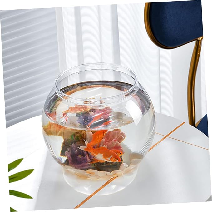 Fish Bowl Transparent Tabletop Fish Tank Globe Bowl for Goldfish Clear Plastic Tank Decor Desktop Aquarium for Home Office Party Plant Display
